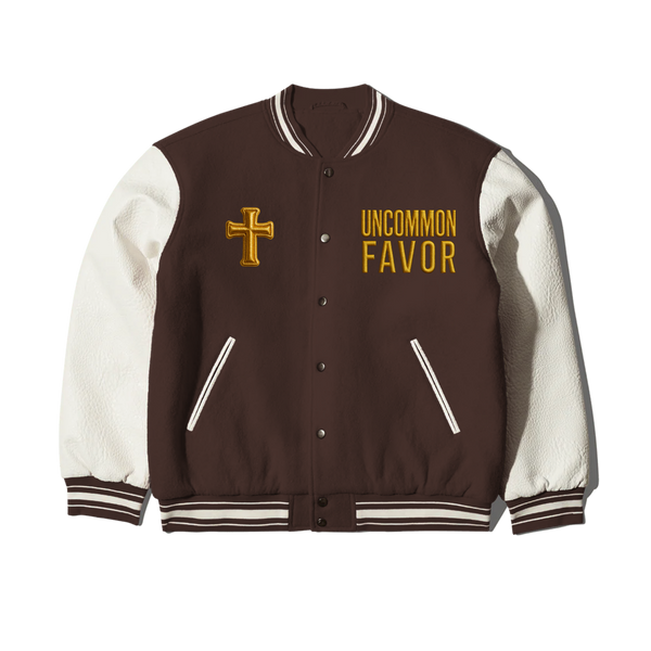 4:16 Uncommon Favor Leather Letterman Jacket