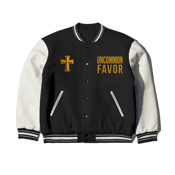 4:16 Uncommon Favor Leather Letterman Jacket