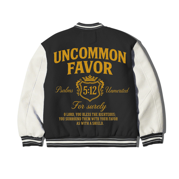 4:16 Uncommon Favor Leather Letterman Jacket