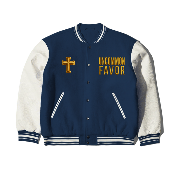 4:16 Uncommon Favor Leather Letterman Jacket