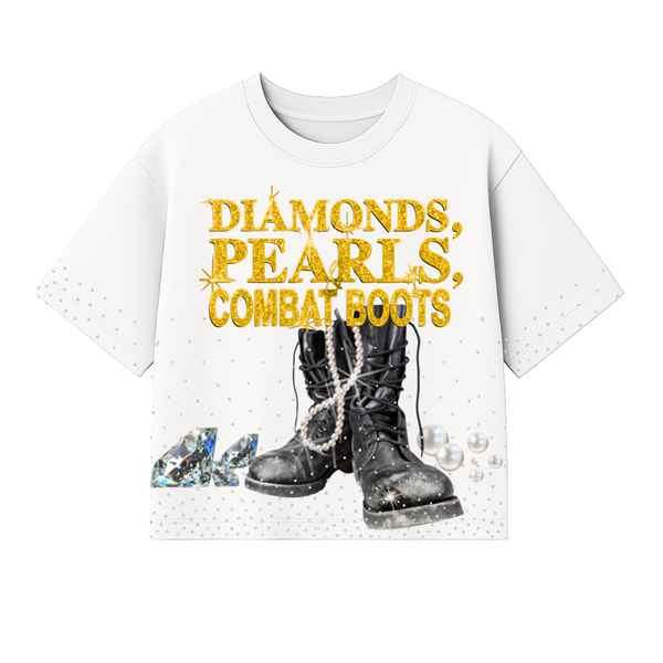 Diamond's, Pearl's & Combat Boots Boxy Crop Tee