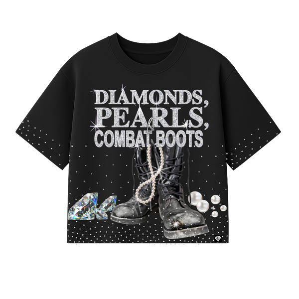 Diamond's, Pearl's & Combat Boots Boxy Crop Tee