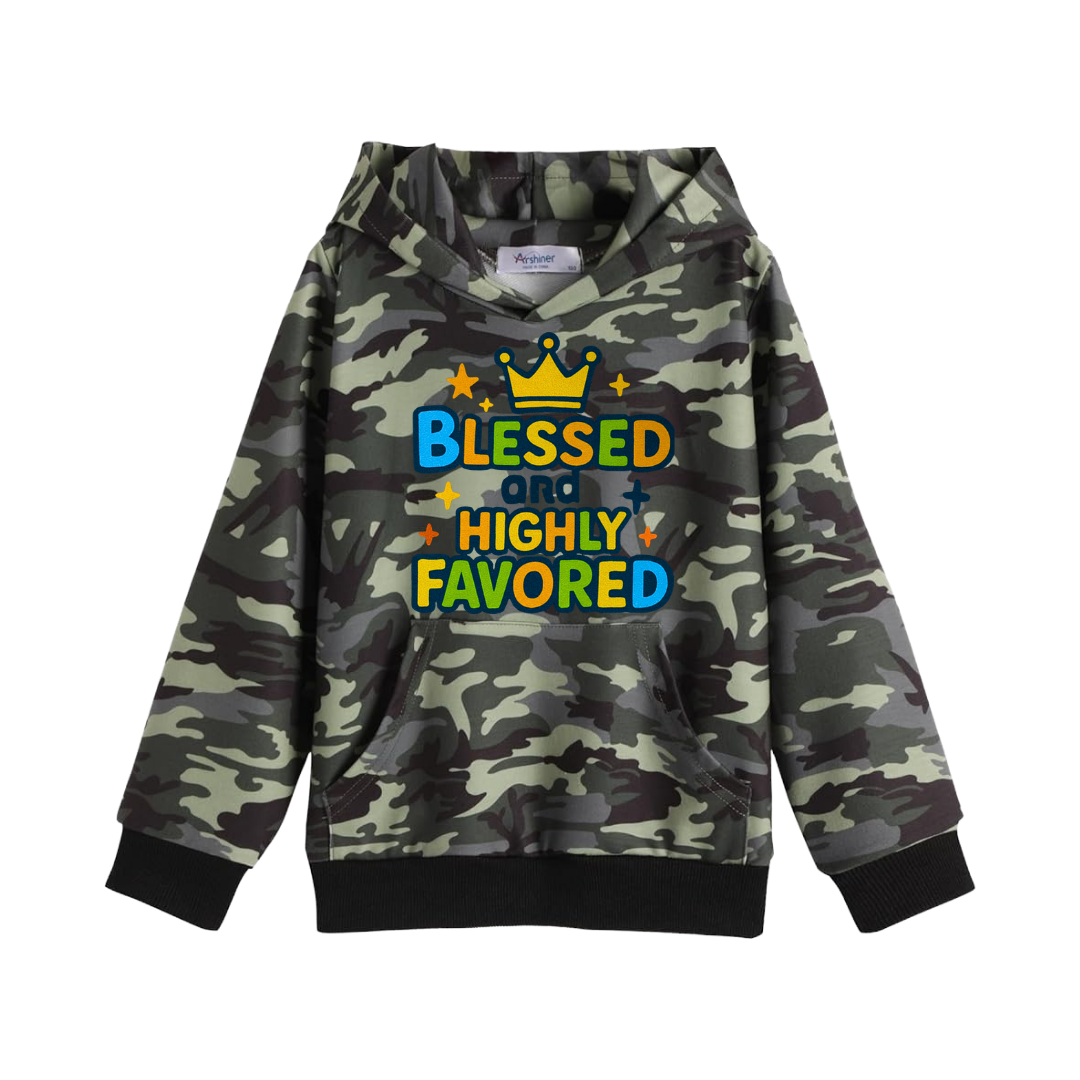 4:16 Blessed And Highly Favored Camo Youth Hoodie